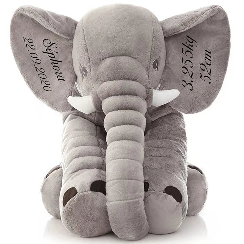 Personalised Elephant Plush Pillow – Baby Name Soft Toy