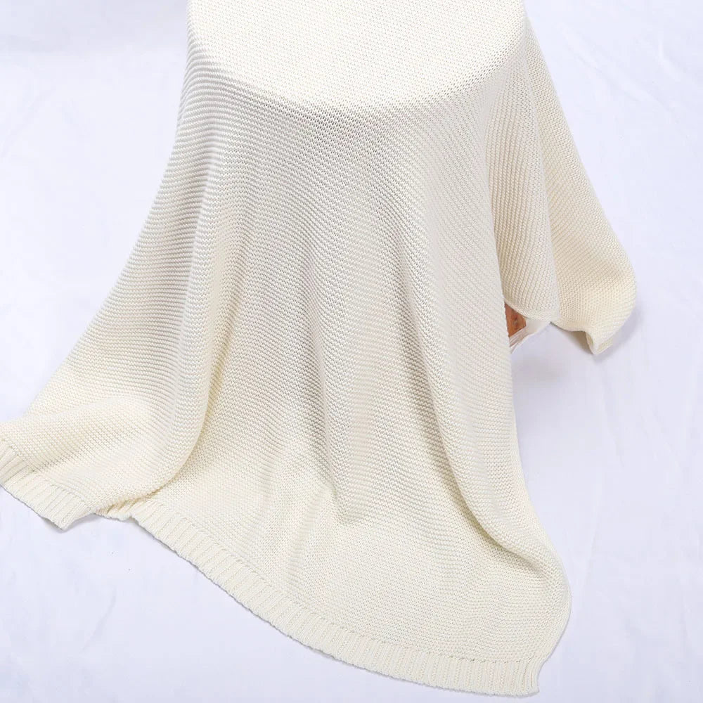 Personalised Baby Swaddle Blanket – Embroidered Cotton Knit