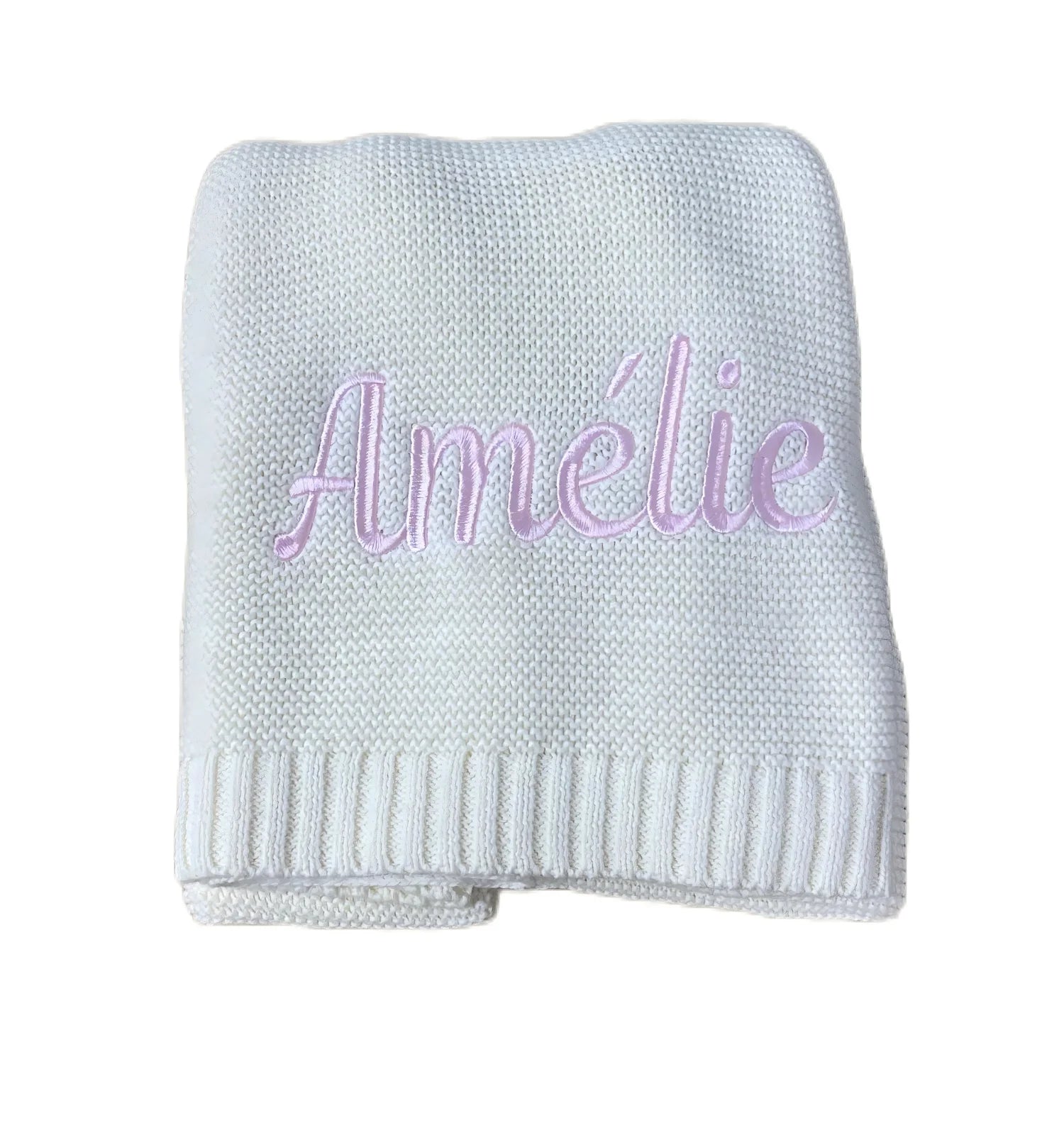 Personalised Baby Swaddle Blanket – Embroidered Cotton Knit
